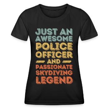 Policier parachutisme rétro - T-shirt sport Femme - noir - Devant - AI Model Female 172 light (172cm)