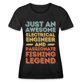 Elektroingenieur Angeln retro - Frauen Funktions-T-Shirt - Schwarz - Vorne - AI Model Female 172 light (172cm)