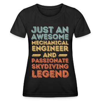 Ingénieur en mécanique Parachutisme rétro - T-shirt sport Femme - noir - Devant - AI Model Female 172 light (172cm)