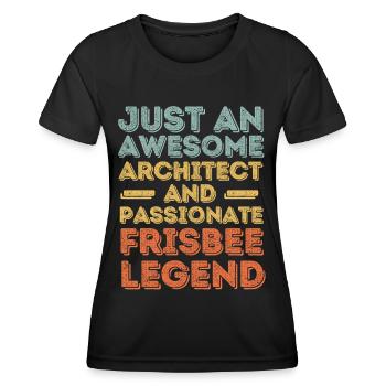 Architect Frisbee retro - Women's Functional T-Shirt - black - Front - AI Model Female 172 light (172cm)