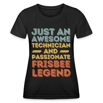 Technician Frisbee retro - Women's Functional T-Shirt - black - Front - AI Model Female 172 light (172cm)