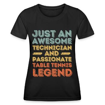 Technicien tennis de table rétro - T-shirt sport Femme - noir - Devant - AI Model Female 172 light (172cm)
