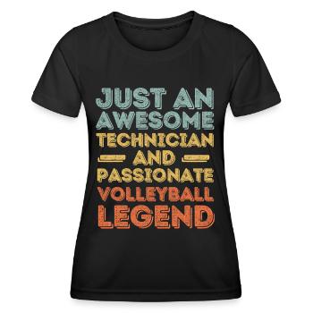 Technicien Volleyball rétro - T-shirt sport Femme - noir - Devant - AI Model Female 172 light (172cm)