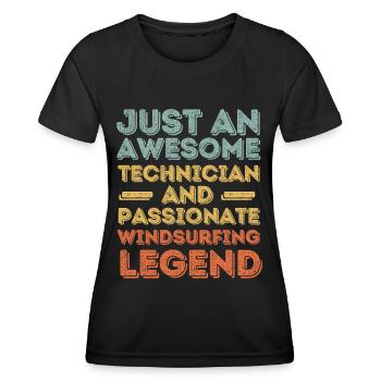 Techniker Windsurfen retro - Frauen Funktions-T-Shirt - Schwarz - Vorne - AI Model Female 172 light (172cm)