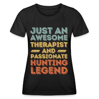 Thérapeute Chasse rétro - T-shirt sport Femme - noir - Devant - AI Model Female 172 light (172cm)