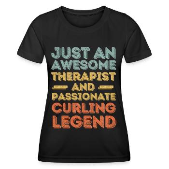 Therapist Curling retro - Women's Functional T-Shirt - black - Front - AI Model Female 172 light (172cm)