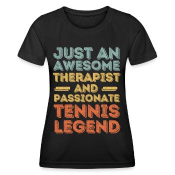 Thérapeute Tennis rétro - T-shirt sport Femme - noir - Devant - AI Model Female 172 light (172cm)