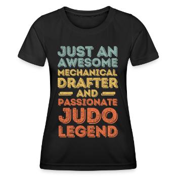 Dessinateur technique Judo rétro - T-shirt sport Femme - noir - Devant - AI Model Female 172 light (172cm)