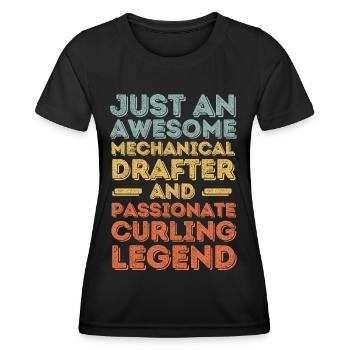 Dessinateur technique curling rétro - T-shirt sport Femme - noir - Devant - AI Model Female 172 light (172cm)