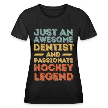 Dentiste Hockey rétro - T-shirt sport Femme - noir - Devant - AI Model Female 172 light (172cm)