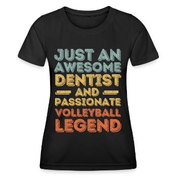 Zahnarzt Volleyball retro - Frauen Funktions-T-Shirt - Schwarz - Vorne - AI Model Female 172 light (172cm)