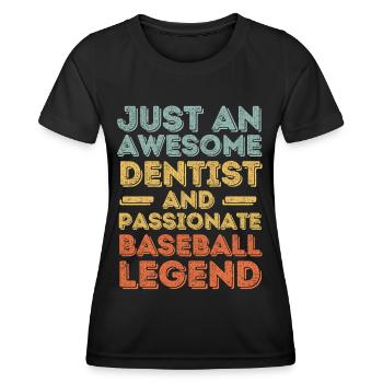 Zahnarzt Baseball retro - Frauen Funktions-T-Shirt - Schwarz - Vorne - AI Model Female 172 light (172cm)