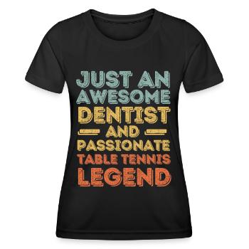 Zahnarzt Tischtennis retro - Frauen Funktions-T-Shirt - Schwarz - Vorne - AI Model Female 172 light (172cm)