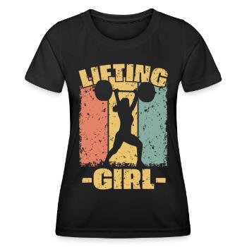 Frauen Gewichtheben retro - Frauen Funktions-T-Shirt - Schwarz - Vorne - AI Model Female 172 light (172cm)