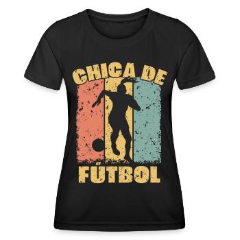 Women Soccer retro - Women's Functional T-Shirt - black - Front - AI Model Female 172 light (172cm)