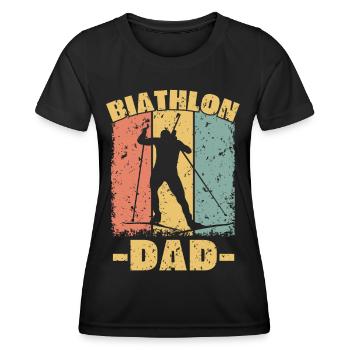 Biathlon papa rétro - T-shirt sport Femme - noir - Devant - AI Model Female 172 light (172cm)