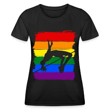 Frauen Hochspringen LGBT - Frauen Funktions-T-Shirt - Schwarz - Vorne - AI Model Female 172 light (172cm)