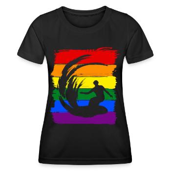 Surfen LGBT Pride - Frauen Funktions-T-Shirt - Schwarz - Vorne - AI Model Female 172 light (172cm)