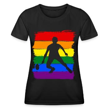 Badminton LGBT Pride - Frauen Funktions-T-Shirt - Schwarz - Vorne - AI Model Female 172 light (172cm)