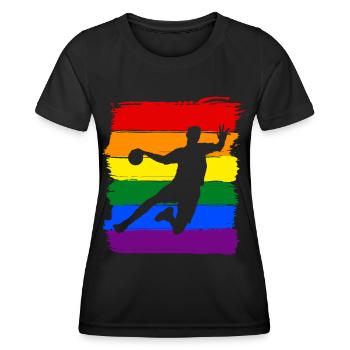 Handball LGBT Pride - Frauen Funktions-T-Shirt - Schwarz - Vorne - AI Model Female 172 light (172cm)