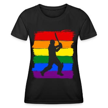 Cricket LGBT Pride - Frauen Funktions-T-Shirt - Schwarz - Vorne - AI Model Female 172 light (172cm)