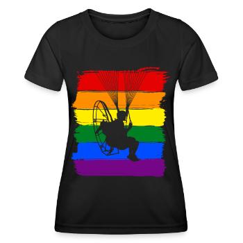Paramoteur LGBTQ Pride - T-shirt sport Femme - noir - Devant - AI Model Female 172 light (172cm)