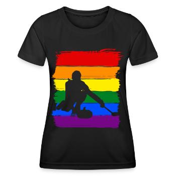 Curling LGBT Pride - T-shirt sport Femme - noir - Devant - AI Model Female 172 light (172cm)