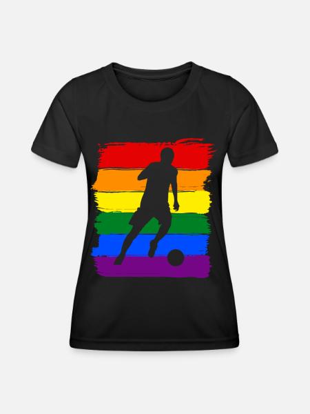 Fußball LGBT Pride - Frauen Funktions-T-Shirt - Schwarz