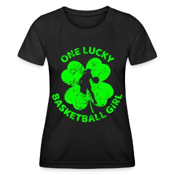 Basketball Trèfle de la Saint-Patrick - T-shirt sport Femme - noir - Devant - AI Model Female 172 light (172cm)
