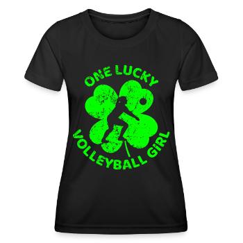 Volleyball Trèfle de la Saint-Patrick - T-shirt sport Femme - noir - Devant - AI Model Female 172 light (172cm)