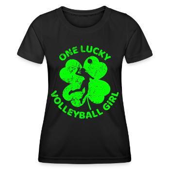Volleyball Trèfle de la Saint-Patrick - T-shirt sport Femme - noir - Devant - AI Model Female 172 light (172cm)
