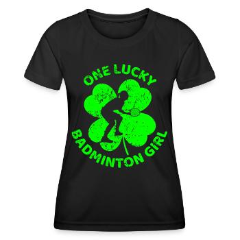 Badminton Trèfle de la Saint-Patrick - T-shirt sport Femme - noir - Devant - AI Model Female 172 light (172cm)