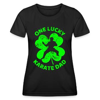 Karate St. Patrick's Day Kleeblatt - Frauen Funktions-T-Shirt - Schwarz - Vorne - AI Model Female 172 light (172cm)