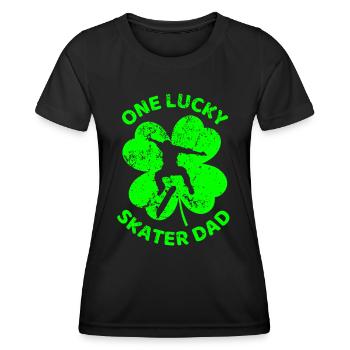 Patinage Trèfle de la Saint-Patrick - T-shirt sport Femme - noir - Devant - AI Model Female 172 light (172cm)