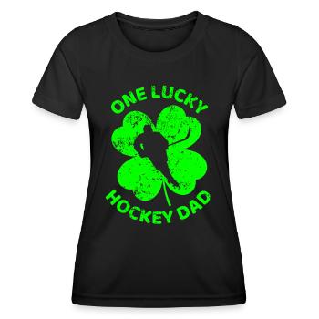 Hockey sur glace Trèfle de la Saint-Patrick - T-shirt sport Femme - noir - Devant - AI Model Female 172 light (172cm)