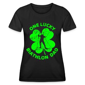 Biathlon Trèfle de la Saint-Patrick - T-shirt sport Femme - noir - Devant - AI Model Female 172 light (172cm)