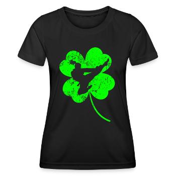 Taekwondo Karate St. Patrick's day shamrock - Women's Functional T-Shirt - black - Front - AI Model Female 172 light (172cm)