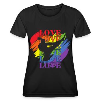 Frauen Taekwondo LGBT Pride - Frauen Funktions-T-Shirt - Schwarz - Vorne - AI Model Female 172 light (172cm)