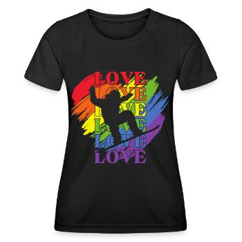 Snowboard LGBT Pride - T-shirt sport Femme - noir - Devant - AI Model Female 172 light (172cm)