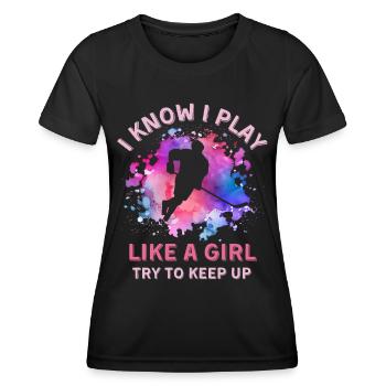 Frauen Eishockey Mädchen - Frauen Funktions-T-Shirt - Schwarz - Vorne - AI Model Female 172 light (172cm)