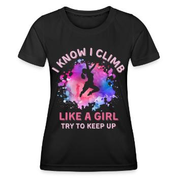 Women Climbing Girl - Women's Functional T-Shirt - black - Front - AI Model Female 172 light (172cm)