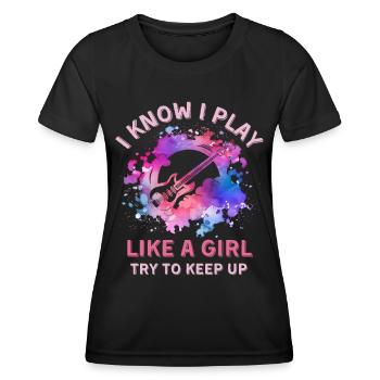 Frauen Gitarre Mädchen - Frauen Funktions-T-Shirt - Schwarz - Vorne - AI Model Female 172 light (172cm)