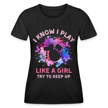 Frauen Trommeln Mädchen - Frauen Funktions-T-Shirt - Schwarz - Vorne - AI Model Female 172 light (172cm)