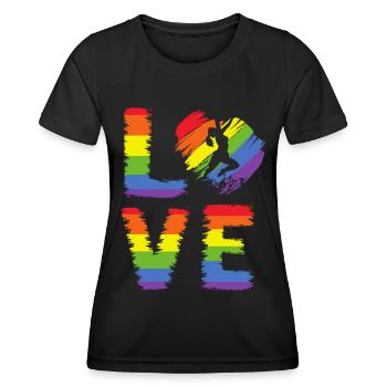 Frauen Klettern LGBT Pride - Frauen Funktions-T-Shirt - Schwarz - Vorne - AI Model Female 172 light (172cm)