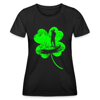 Paddleboard Trèfle de la Saint-Patrick - T-shirt sport Femme - noir - Devant - AI Model Female 172 light (172cm)