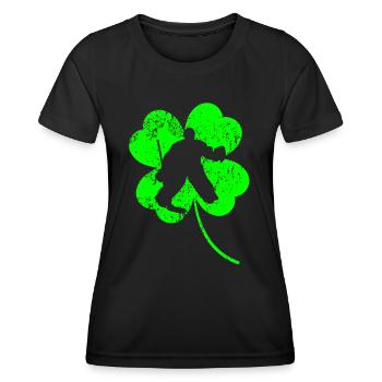 Hockey sur glace Trèfle de la Saint-Patrick - T-shirt sport Femme - noir - Devant - AI Model Female 172 light (172cm)