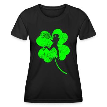 Tennis féminin Trèfle de la Saint-Patrick - T-shirt sport Femme - noir - Devant - AI Model Female 172 light (172cm)