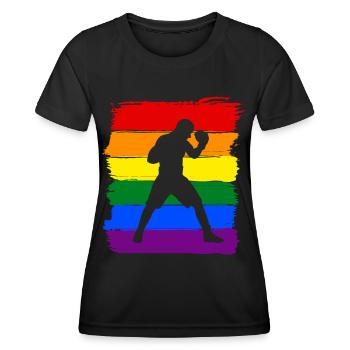 Boxe LGBT Pride - T-shirt sport Femme - noir - Devant - AI Model Female 172 light (172cm)