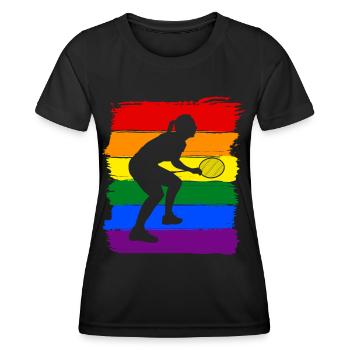 Frauen Badminton LGBT - Frauen Funktions-T-Shirt - Schwarz - Vorne - AI Model Female 172 light (172cm)