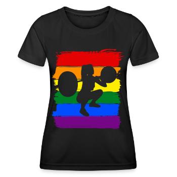 Frauen Gewichtheben LGBT - Frauen Funktions-T-Shirt - Schwarz - Vorne - AI Model Female 172 light (172cm)